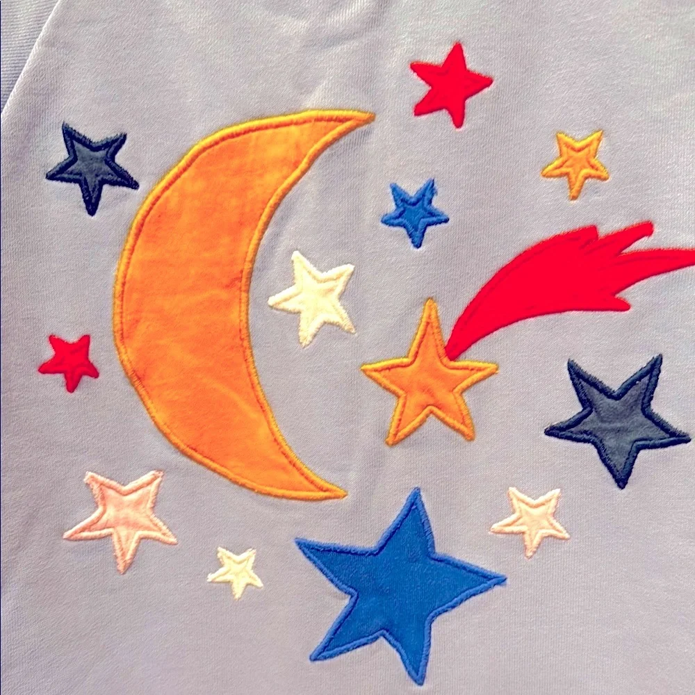 Hanna Anderson Blue Celestial Cotton Sweatshirt with Moon and Stars - Picture 3 of 3